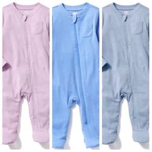3 Old Navy Infant Zipper Onesies, 3-6 months